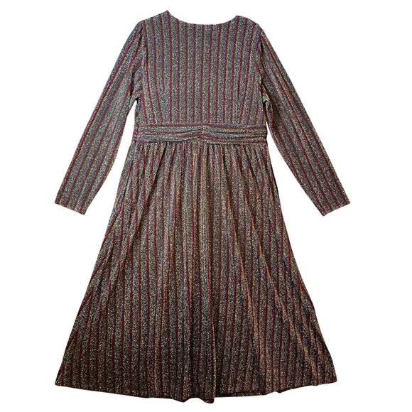 Boden Metallic Stripe Long Sleeve Sweater Dress Burgundy Multi‎ Stripe Sz 14 R - Picture 3 of 7